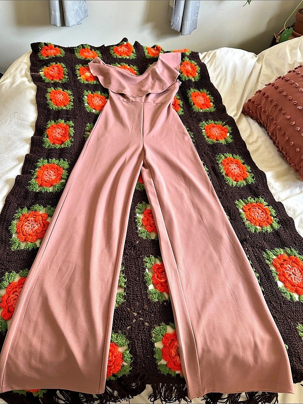 PrettyLittleThing Pink Wide-Leg Jumpsuit Size Small Like New